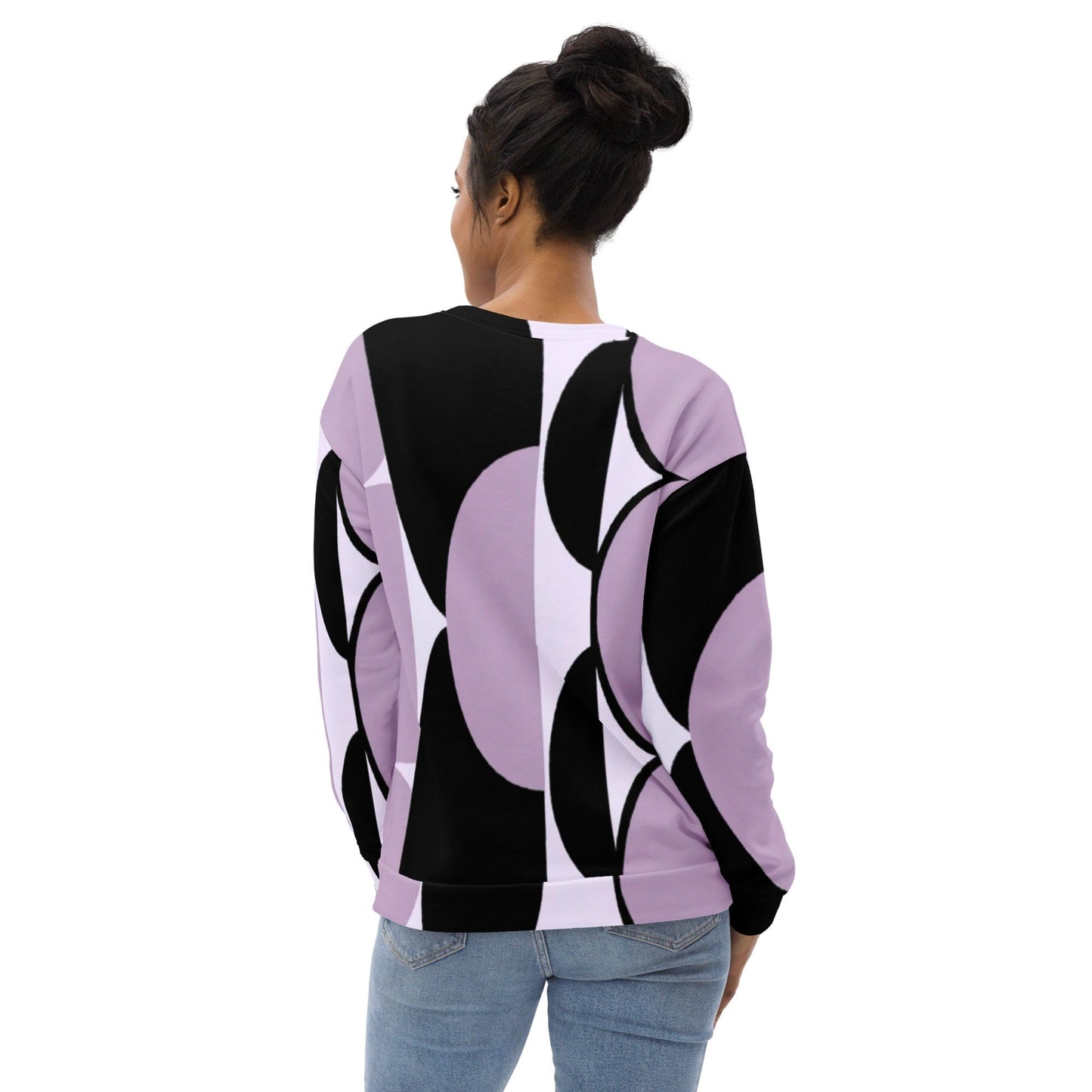 Graphic Sweatshirt for Women Geometric Lavender and Black Pattern-1