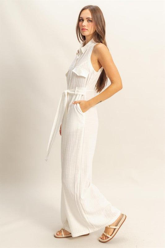 HYFVE Sleeveless Tie Waist Wide Leg Jumpsuit-3