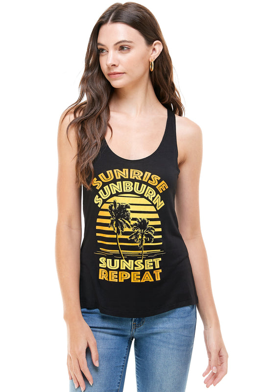 SUNRISE SUNBURN SUNSET REPEAT TANK TOP-0