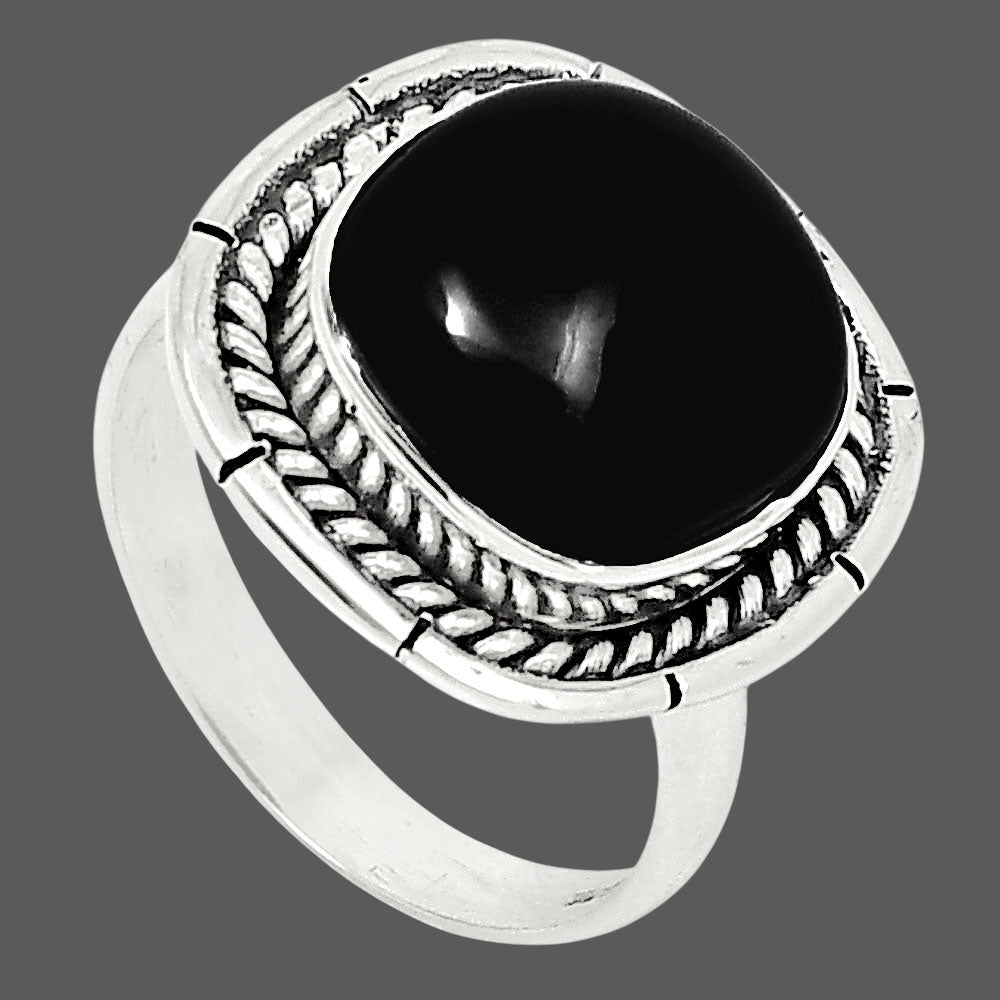 Premium Quality Black Onyx - Brazil Ring size-8 R-1728 23-ER10355