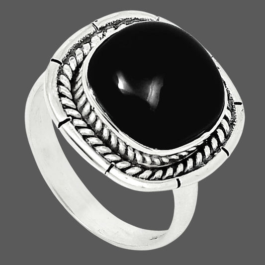 Premium Quality Black Onyx - Brazil Ring size-8 R-1728 23-ER10355