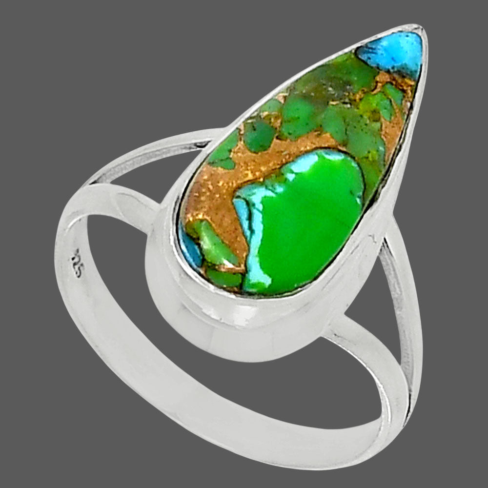 Premium Blue Turquoise In Green Mohave - USA Ring size-9 R-1008 29-ER11472-2