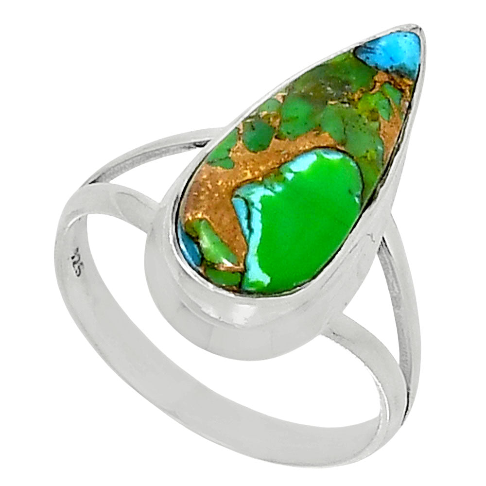 Premium Blue Turquoise In Green Mohave - USA Ring size-9 R-1008 29-ER11472-1