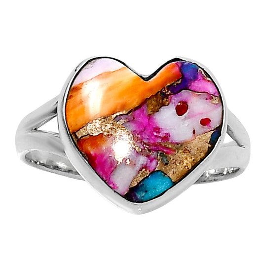 Premium Heart Kingman Orange Dahlia Turquoise Ring size-9 R-1073 30-ER11990