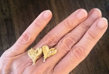 Hearts-Lucky Break Earrings-14K Gold with Overflowing Diamonds