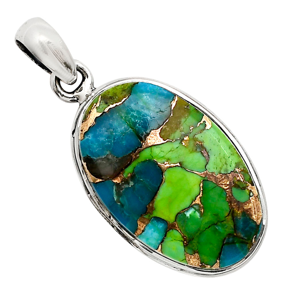 Blue Turquoise In Green Mohave Pendant P-1124 SDP158603