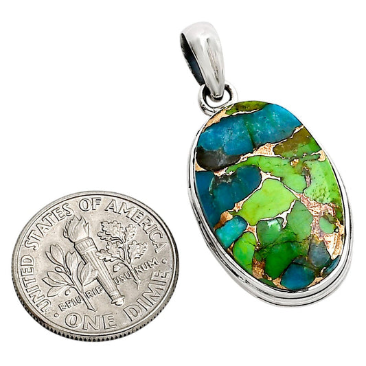 Blue Turquoise In Green Mohave Pendant P-1124 SDP158603