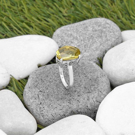 Lab Created Lemon Quartz Ring size-7.5 R-1019 SDR197617
