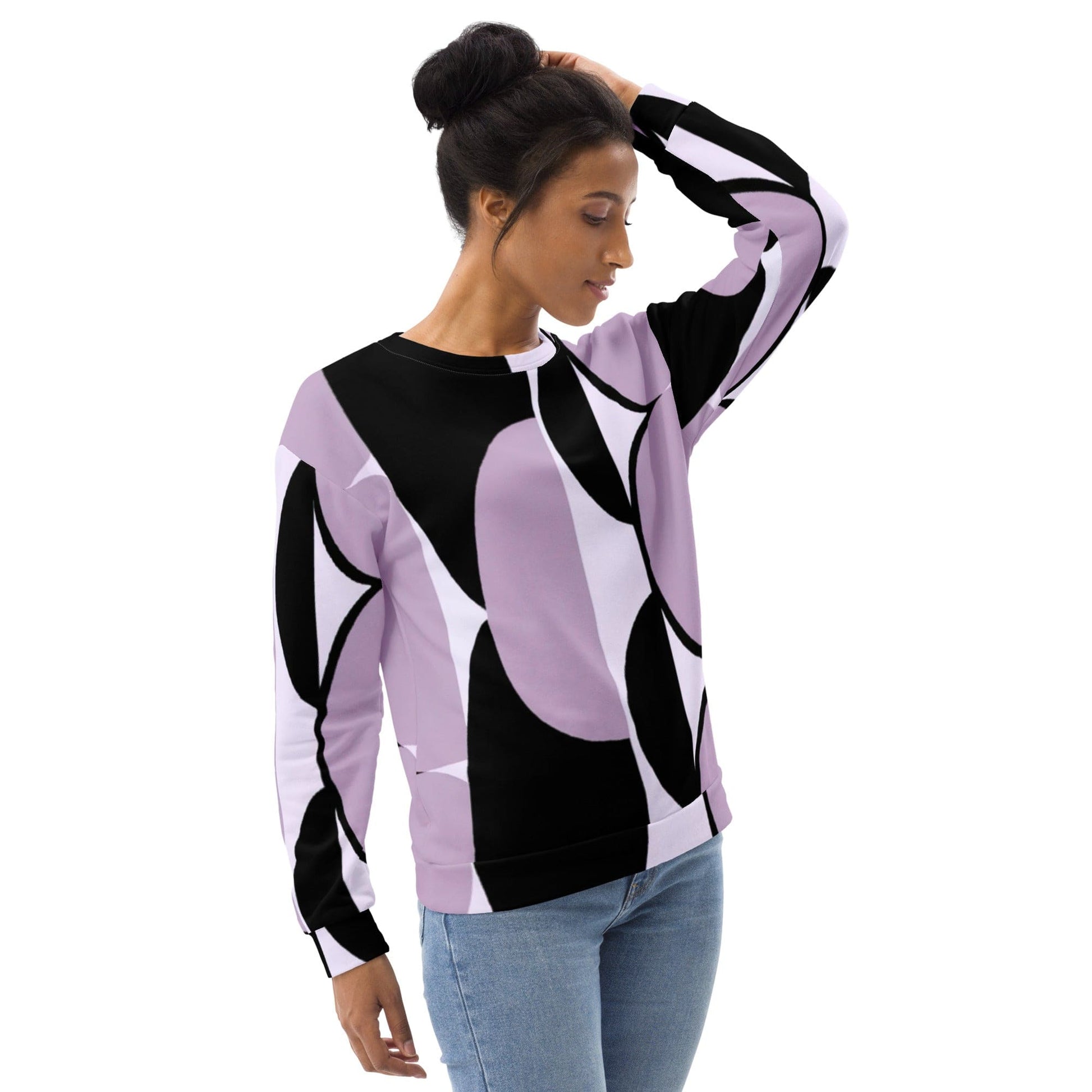 Graphic Sweatshirt for Women Geometric Lavender and Black Pattern-2