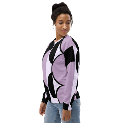 Graphic Sweatshirt for Women Geometric Lavender and Black Pattern-3
