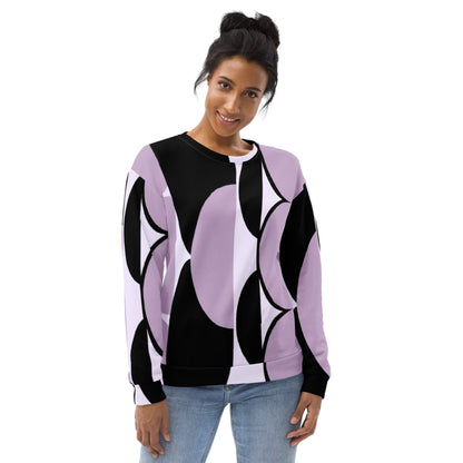 Graphic Sweatshirt for Women Geometric Lavender and Black Pattern-0
