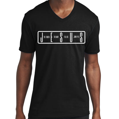 Mens Graphic V-neck T-shirt - the Truth the Way the Life