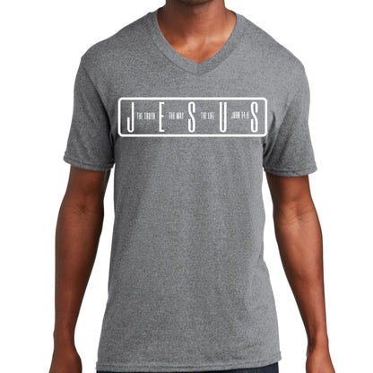 Mens Graphic V-neck T-shirt - the Truth the Way the Life