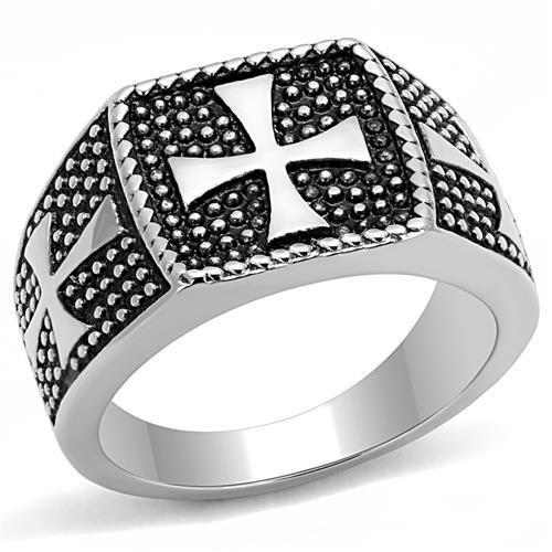 TK3045 - High polished (no plating) Stainless Steel Ring with Epoxy  in Jet-0