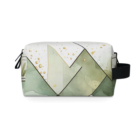 Travel Accessories Pouch Bag - Olive Green Mint Leaf Geometric Print-0