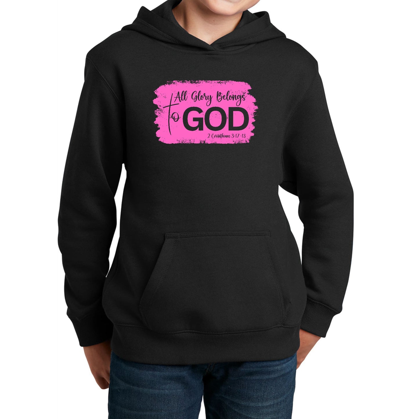 Youth Long Sleeve Hoodie All Glory Belongs to God Christian-0