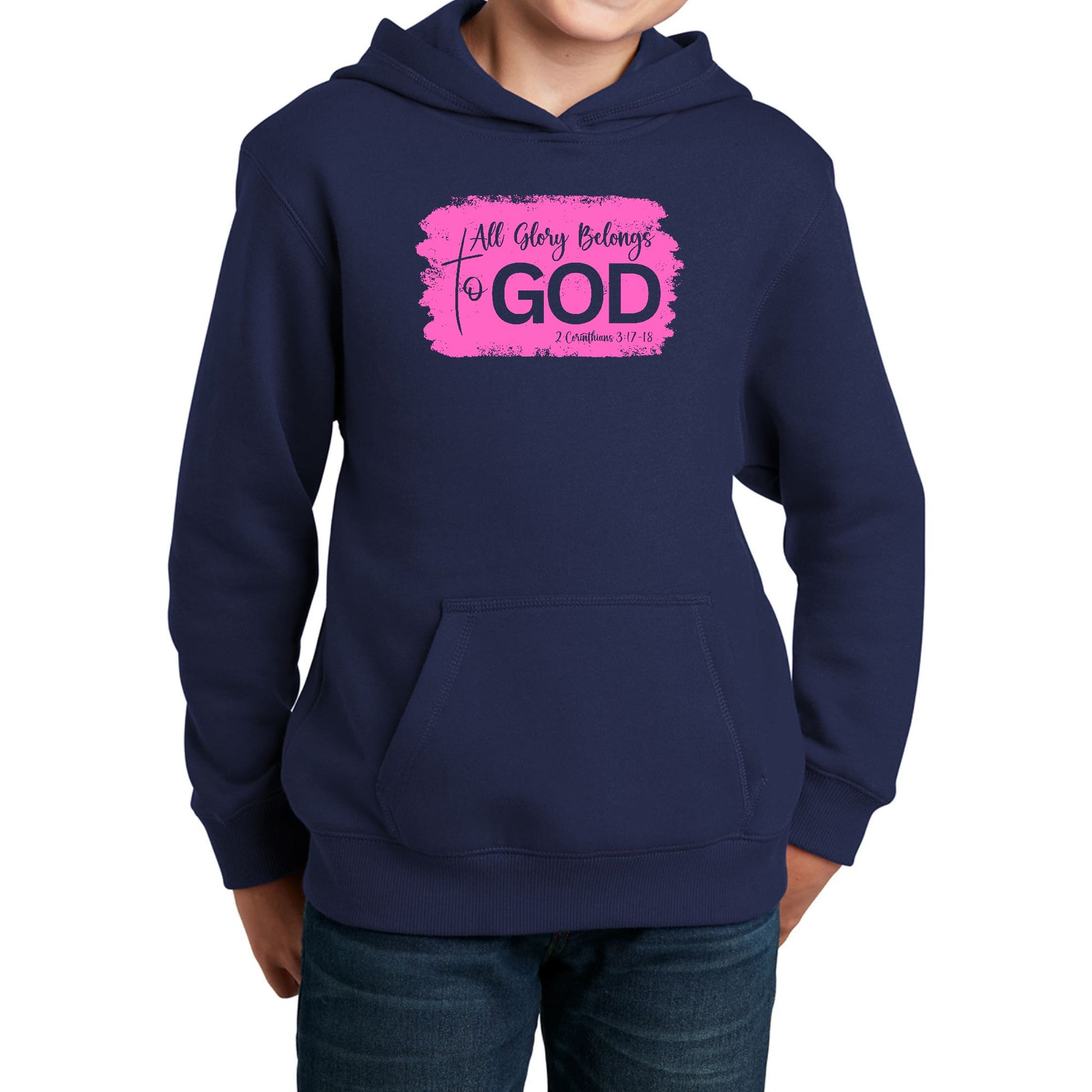 Youth Long Sleeve Hoodie All Glory Belongs to God Christian-1