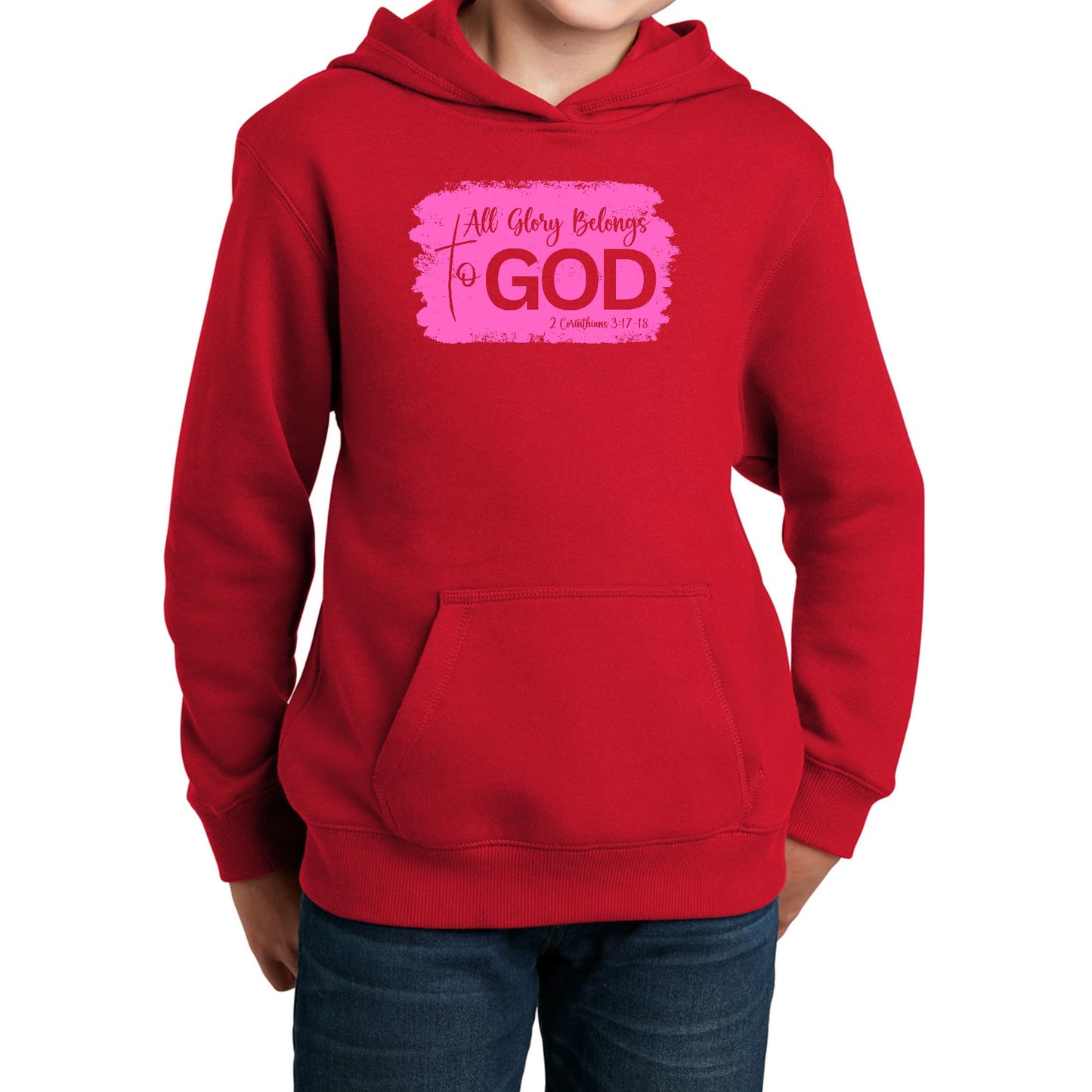 Youth Long Sleeve Hoodie All Glory Belongs to God Christian-2